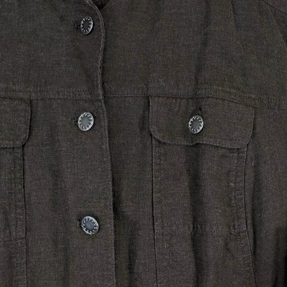CJ Banks Top Womens 2X Brown Linen Shacket Career Capsule Minimalist Utility - Picture 3 of 13